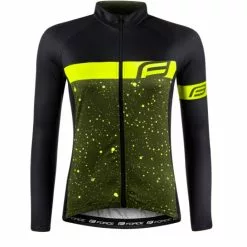 Forside 36 Force Spray Langærmet Cykeltrøje Til Kvinder Sort / Fluo